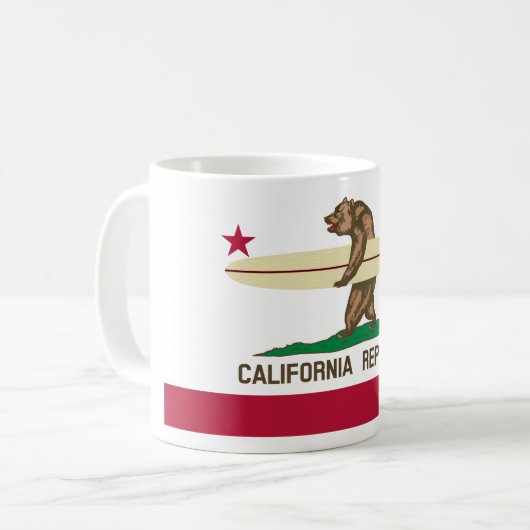 California Surfing Beer Coffee Mok (Voorkant links)