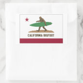 California Surfing Bigfoot Shortboard Rechthoekige Sticker (Tas)