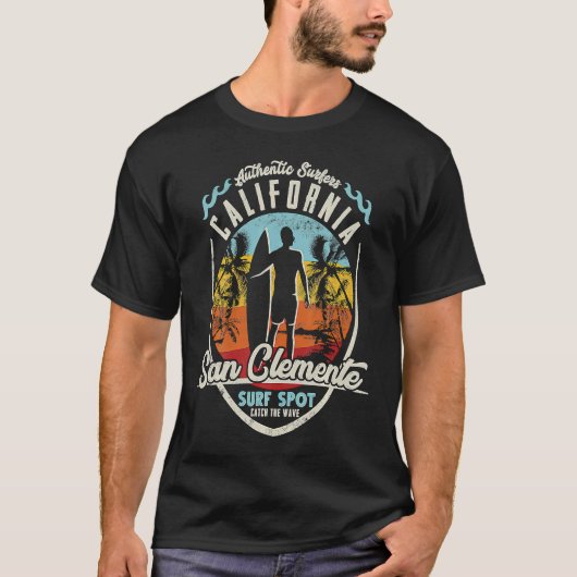 California Surfing San Clemente Wave Surfer Paradi T-shirt (Voorkant)