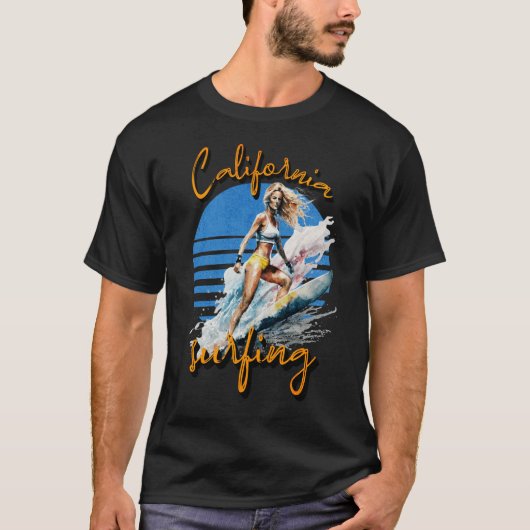 California Surfing Surfer Girl T-shirt (Voorkant)
