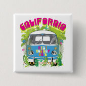 California Surfing Van Vierkante Button 5,1 Cm (Voorkant)