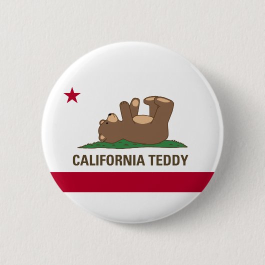 California Teddy Bear Flag Ronde Button 5,7 Cm (Voorkant)