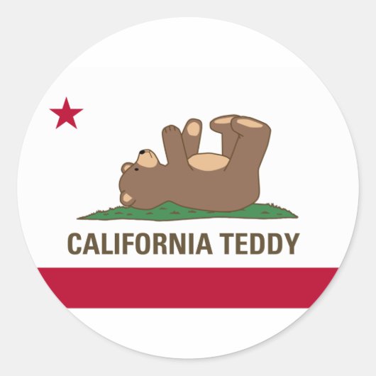 California Teddy Bear Flag Ronde Sticker (Voorkant)