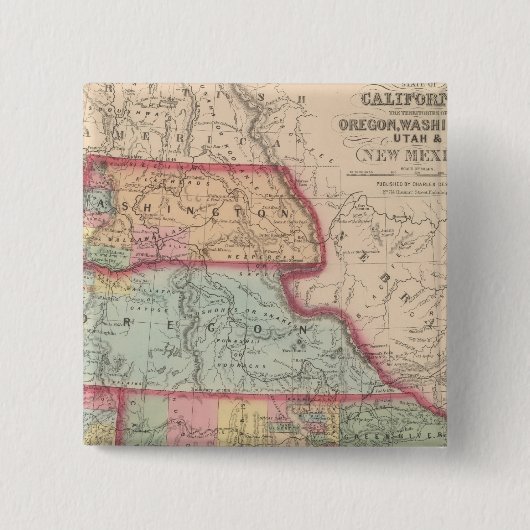 California, Territories of Oregon, Washington Vierkante Button 5,1 Cm (Voorkant)