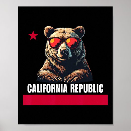 California The Golden State Bear Flag Poster (Voorkant)