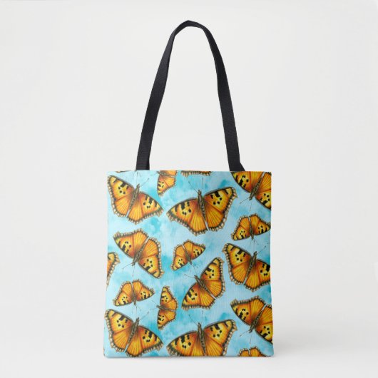 California Tortoiseshell Vlinder Illustratie Tote Bag (Voorkant)