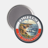 California Travel Art Badge Magneet (Voorkant / Achterkant)