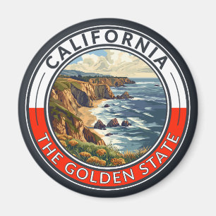California Travel Art Badge Magneet