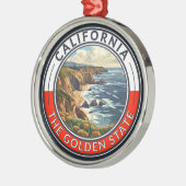 California Travel Art Badge Metalen Ornament (Links)