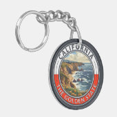 California Travel Art Badge Sleutelhanger (Voorkant Links)
