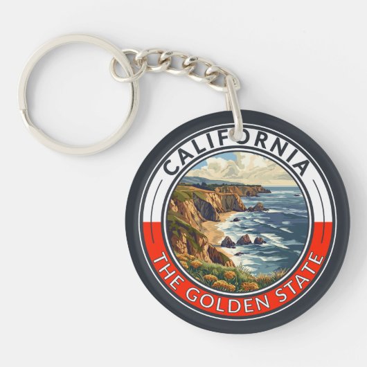 California Travel Art Badge Sleutelhanger (Voorkant)