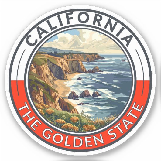California Travel Art Badge Sticker (Voorkant)