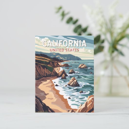 California Travel Art Vintage Briefkaart (Staand voorkant)