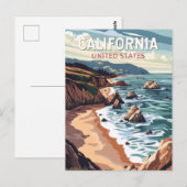 California Travel Art Vintage Briefkaart (Voorkant / Achterkant)