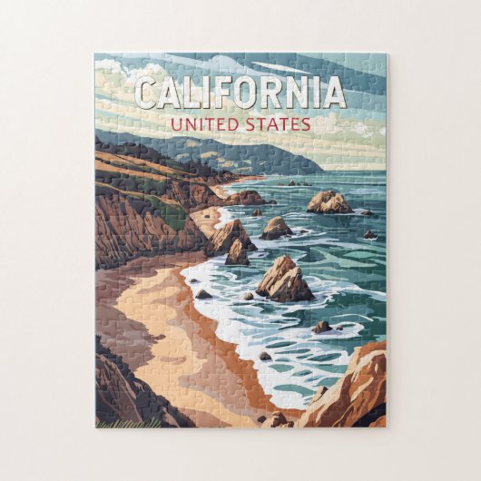 California Travel Art Vintage Legpuzzel (Verticaal)