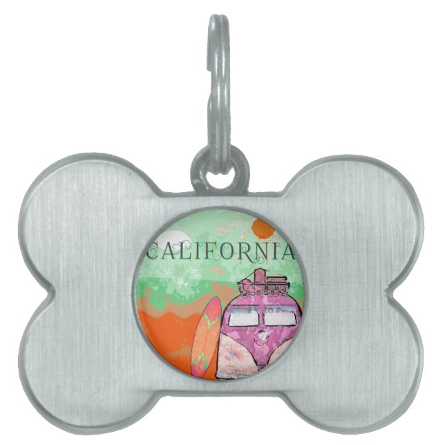 California Travel Poster Huisdieren Naamplaatje (voorkant)