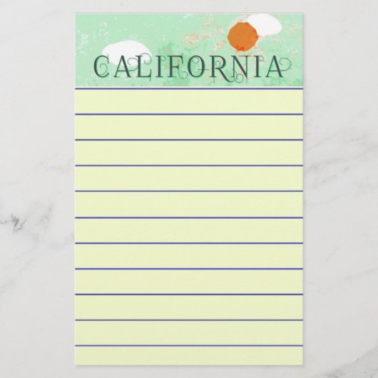 California Travel Poster Stationery Briefpapier (Voorkant)