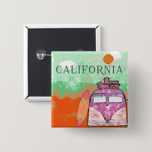 California Travel Poster Vierkante Button 5,1 Cm (Voorkant /achterkant)