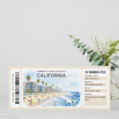 California Trip Boarding Pass Ticket Kaart (Staand voorkant)