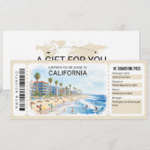 California Trip Boarding Pass Ticket Kaart (Voorkant / Achterkant)