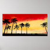 California Tropical Beach Palm Trees Sunset Poster (Voorkant)