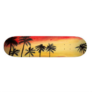 California Tropical Palm Trees Sun Skateboard Art