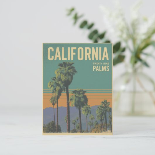 California Twenty Nine Palms Retro Reiskunst Briefkaart (Staand voorkant)