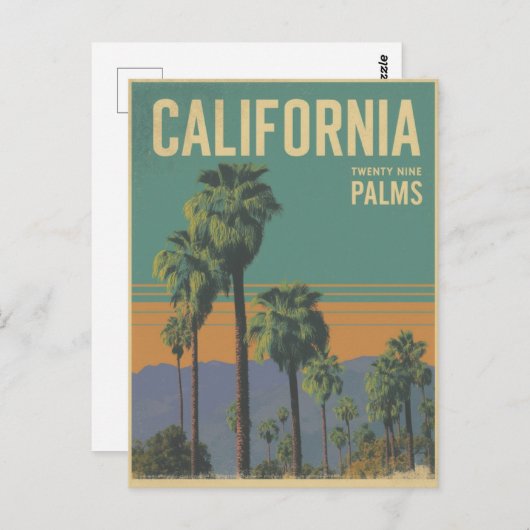 California Twenty Nine Palms Retro Reiskunst Briefkaart (Voorkant / Achterkant)
