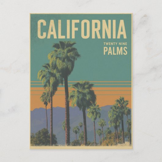 California Twenty Nine Palms Retro Reiskunst Briefkaart (Voorkant)
