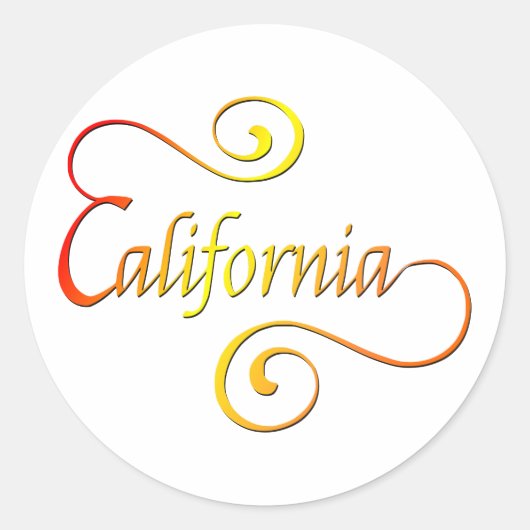 California Typography Art Ronde Sticker (Voorkant)