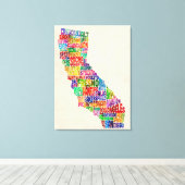 California Typography Text Map Canvas Afdruk (Insitu (Houten vloer))