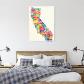 California Typography Text Map Canvas Afdruk (Insitu (Slaapkamer))