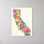 California Typography Text Map Canvas Afdruk (Voorkant)