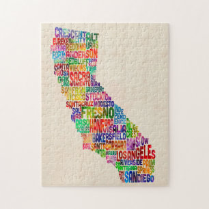 California Typography Text Map Legpuzzel