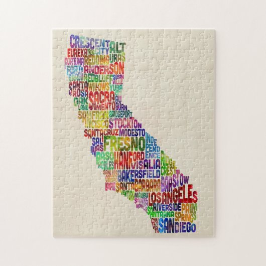California Typography Text Map Legpuzzel (Verticaal)