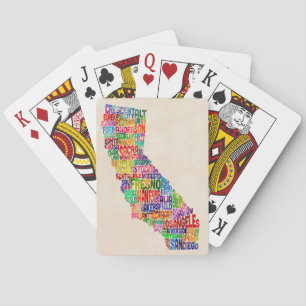 California Typography Text Map Speelkaarten