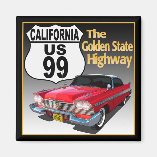 California U.S. Route 99 - De Gouden Staat Magneet (Voorkant)