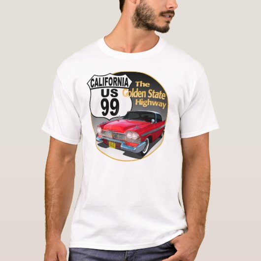 California U.S. Route 99 - De Gouden Staat T-shirt (Voorkant)
