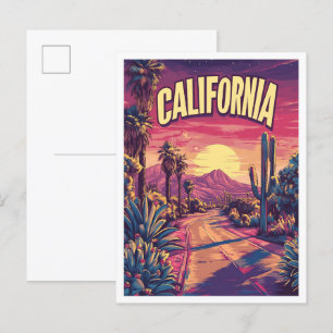 California USA Art Vintage Illustratie Reizen Briefkaart