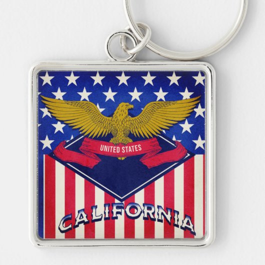 California USA Flag Sleutelhanger (Voorkant)