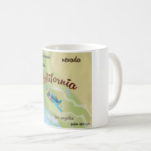 California USA  kaart en reisposter. Koffiemok (Voorkant rechts)