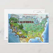 California USA Map Briefkaart (Voorkant / Achterkant)