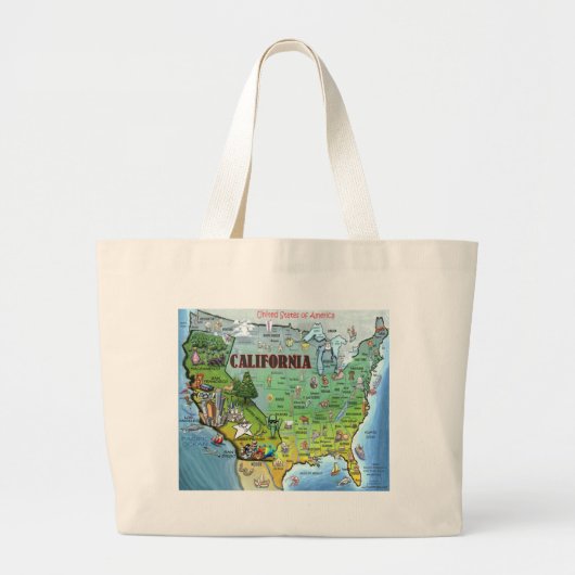 California USA Map Grote Tote Bag (Voorkant)