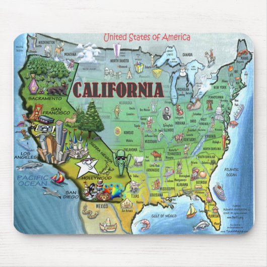 California USA Map Muismat (Voorkant)