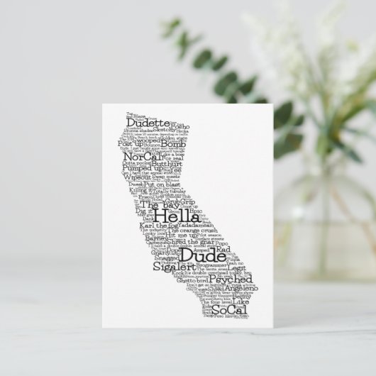 California USA Slang Word Art Map Briefkaart (Staand voorkant)