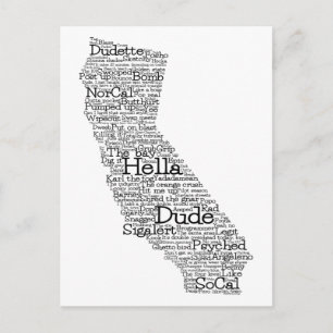 California USA Slang Word Art Map Briefkaart
