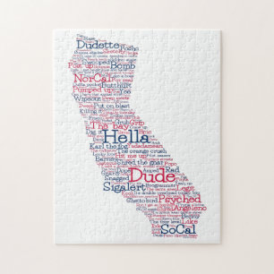 California USA Slang Word Art Map Jigzaag Puzzle Legpuzzel