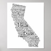 California USA Slang Word Art Map Poster (Voorkant)