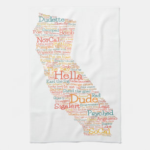 California USA Slang Word Art Map Theedoek