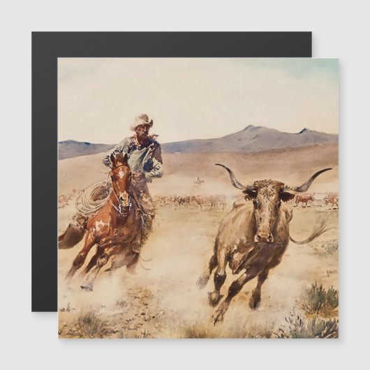 "California Vaquero" door Edward Borein Magnetische Uitnodiging (Voorkant / Achterkant)